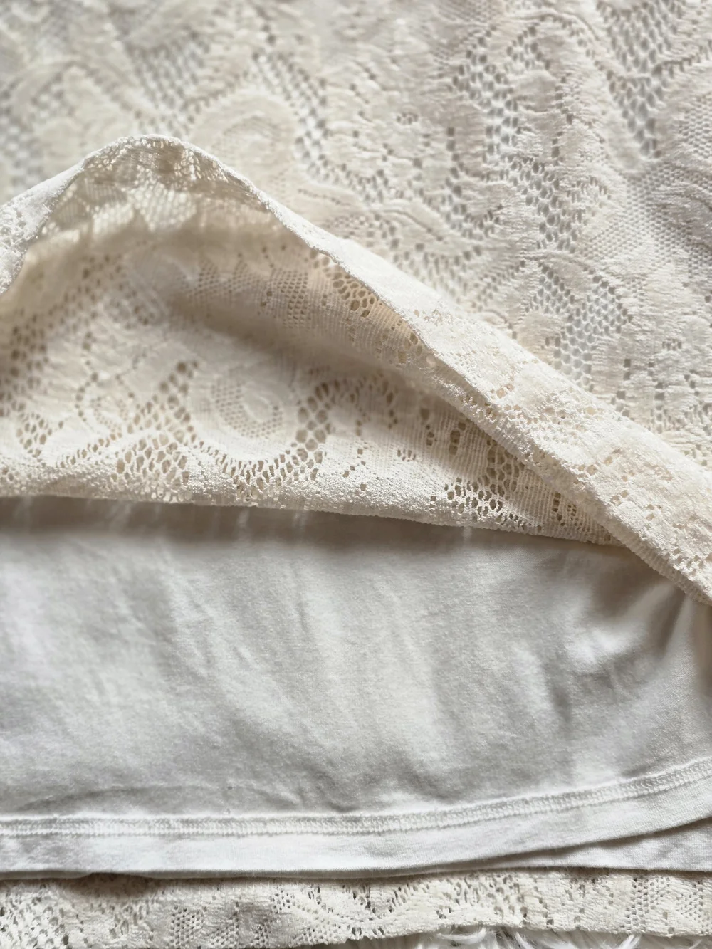 Anthropologie Cream Lace Puff Sleeve Top